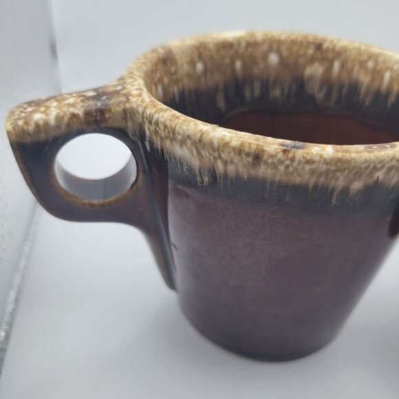 Hull Cup Mug Brown Drip Glaze Oven Proof Coffee Tea Square Handle Set Pair Two - Picture 10 of 12